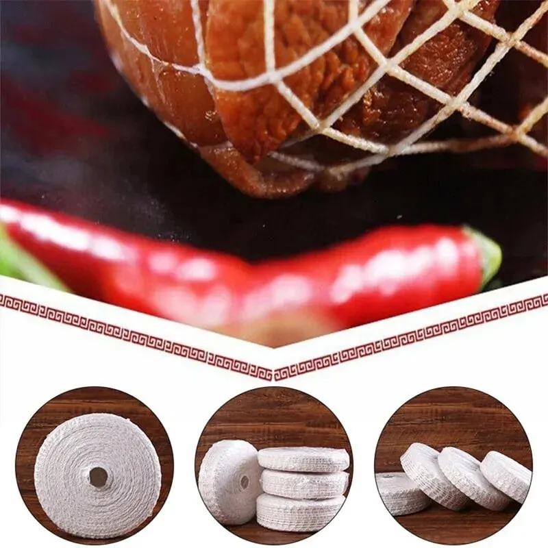 3/5/10/50 Meters Cotton Meat Net Elastic Smoked Meat Poultry Ham Netting Butcher 16 Holes Woven Packaging Net Cooking Tools — image 5