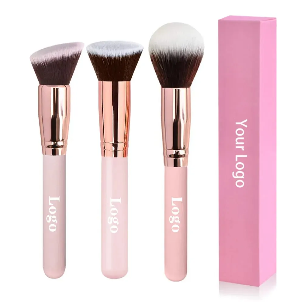 Pinceaux de maquillage de marque privée gratuite fond de teint poudre libre correcteur pinceau de mélange rose outil de maquillage de beauté en gros en vrac 10 pièces — image 1