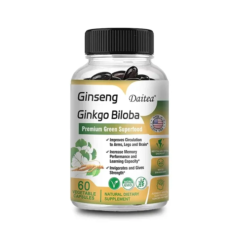 Premium Ginseng + Ginkgo - Nootropic Brain Supplement Hukommelse & koncentrationscirkulation & energiboost 120 kapsler