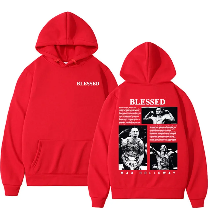 Max Holloway Blessed Vintage Graphic Hoodies Men Women Harajuku Violence Aesthetic Sweatshirts Casual Comfort Long Sleeve Hoodie