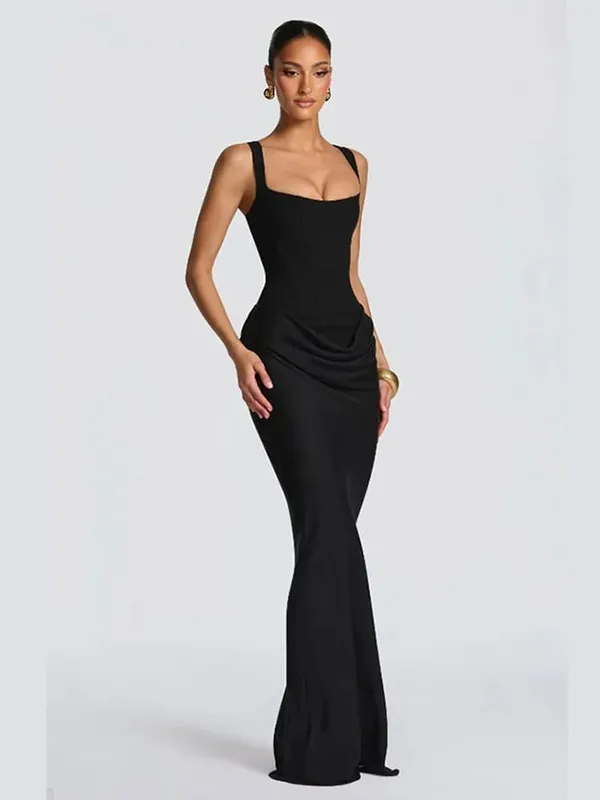 Women Sexy Solid Pleated Strapless Dress Lady Chic Off-shoulder Backless High Waist Split Dresses 2026 Summer Evening Party Gown — image 11