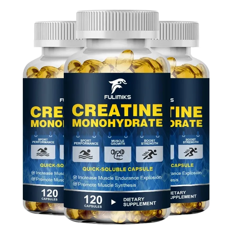 High Potency Creatine Monohydrate Capsules 3000mg Supports Muscle Growth Athletic Performance Energy Levels & Daily Gym