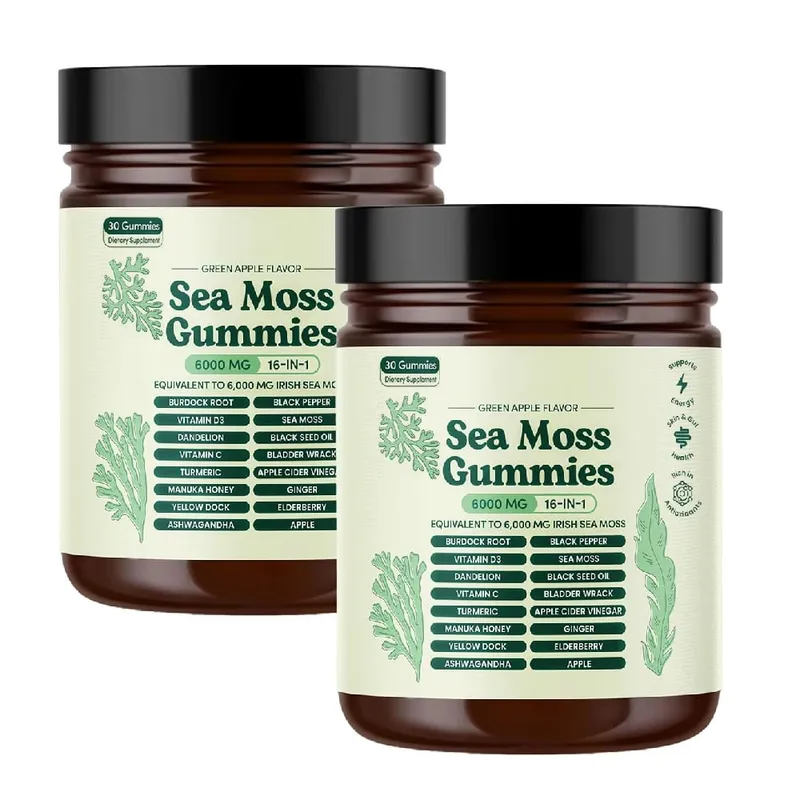Sea Moss Gummies 16 in 1 6000mg Black SeedOil Ashwagandha Burdockroot - Vegan Sea Moss Gummy for Adults Kids Men Women
