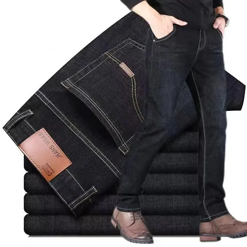 2024 sommer Dünne männer Elastische Baumwolle Jeans Mode Grau Komfortable Business Gerade Casual Hosen Hohe Qualität Marke Hosen — image 4
