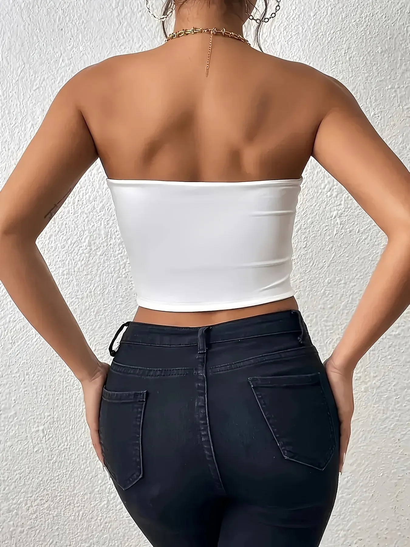 American Sweet Cool Style A LITTLE BIT DRAMATIC Letter Printed Tube Top Casual Y2K Women's 90s Clothes Shirt