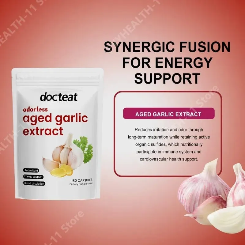 Capsules d'huile d'ail sans odeur, extrait d'ail âgé de 2 ans, gélules molles, soutient la santé cardiaque immunitaire, stimule l'énergie et le pouvoir antioxydant
