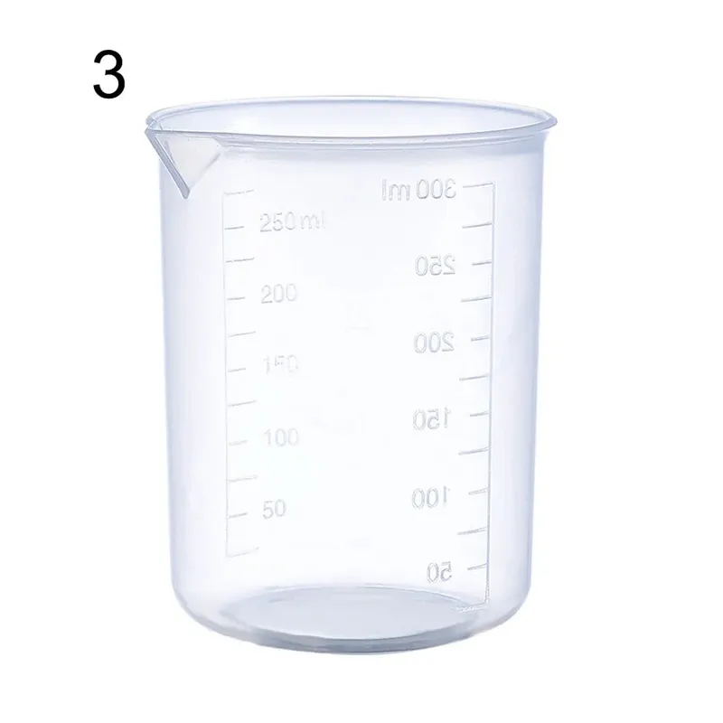 ถ้วยตวงพลาสติกโปร่งใสห้องปฏิบัติการ Beaker สำเร็จการศึกษาของเหลวเหยือกถ้วยครัวเบเกอรี่ทำอาหารการวัดขนาดคอนเทนเนอร์