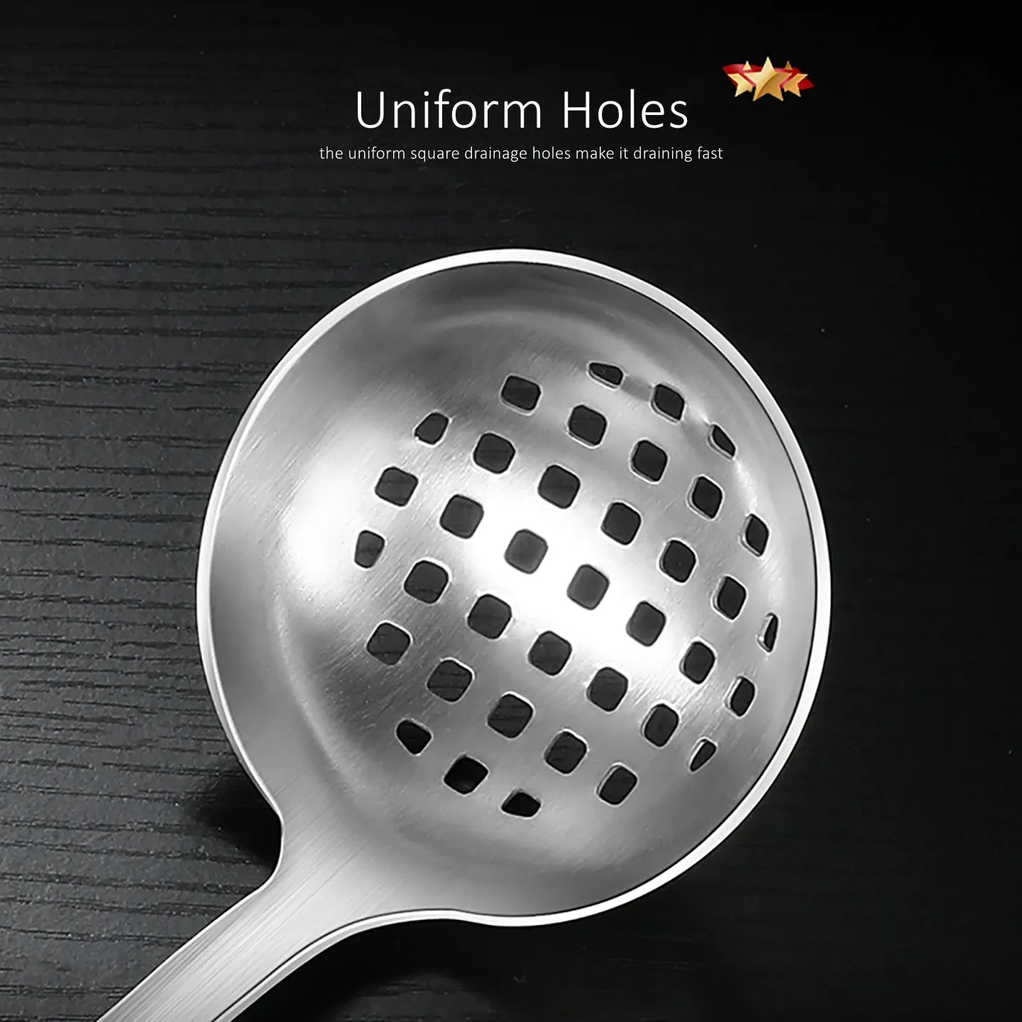 LFGB Certification Pure 304 Stainless Steel Colander and Soup Spoon 30.5cm Length Fall Resistant Hotpot Ladle and Strainer Set