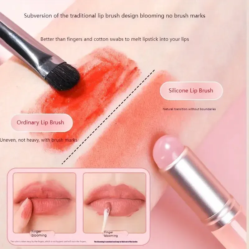 Silicone Lip Brush Maliit na Round Head Smudge Brushes Dust-proof Covered Lip Brush Multifunctional Lipstick Concealer Makeup Tools
