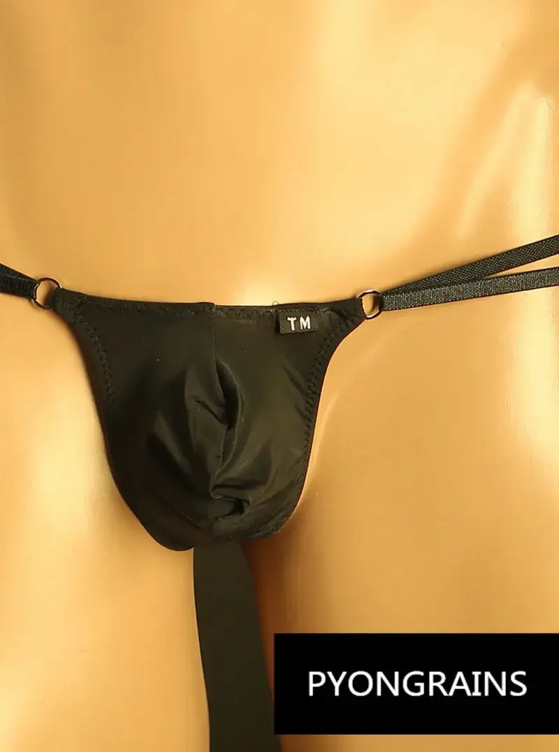 Erkekler Ayarlanabilir Metal O-Ring Çift Ince Askı Bikini Külot Alçak Ipeksi Buz Ipek 3D U Dışbükey Kese Seksi Erkek iç çamaşırı