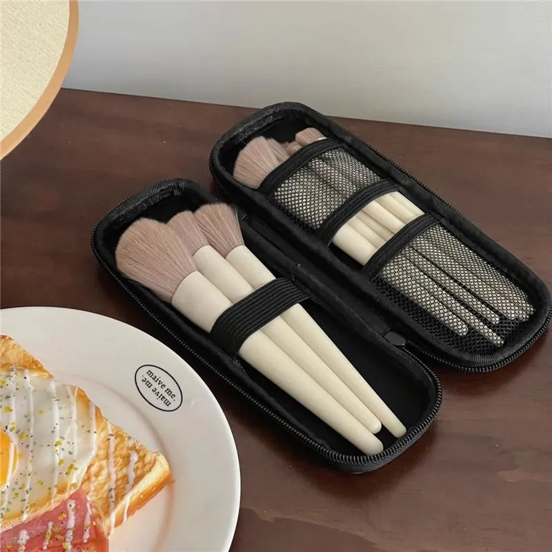 (N) Black Cosmetic Storage Bags Waterproof Double Zipper Makeup Brushes Case Women Bag Portable Travel Brush Holder Pen Case Box
