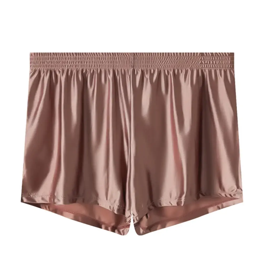 1pc Men Ice Silk Smooth Solid Boxer Shorts Panties L-3XL Large Size Loose Sleepwear Underwear Trunks Seamless Comfy Sleepwear