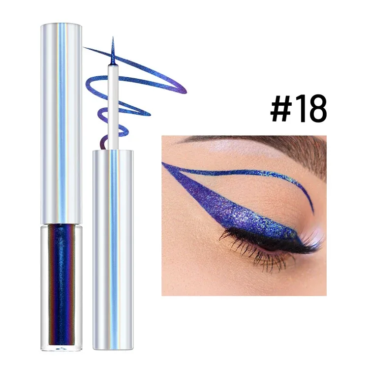 19 Colors Holographic Chameleon Liquid Eyeliner Metallic Glitter Color-Shifting Eye Liner Long Lasting Waterproof Eyes Makeup — image 8