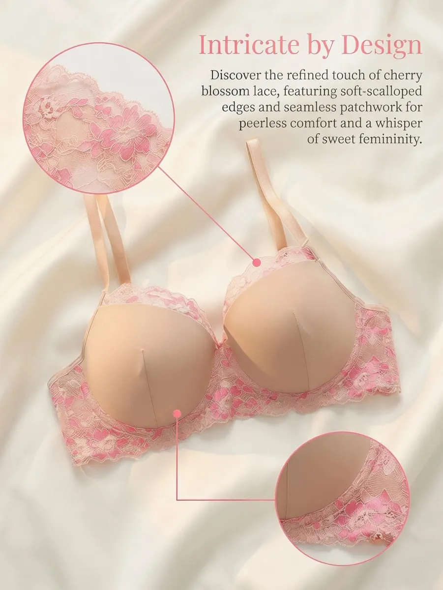 Women's Push Up Bra Set with Eyelash Lace Set Trim High Elasticity Smooth Cup 3D Tailoring Invisible Underwear Set B2631 — image 4