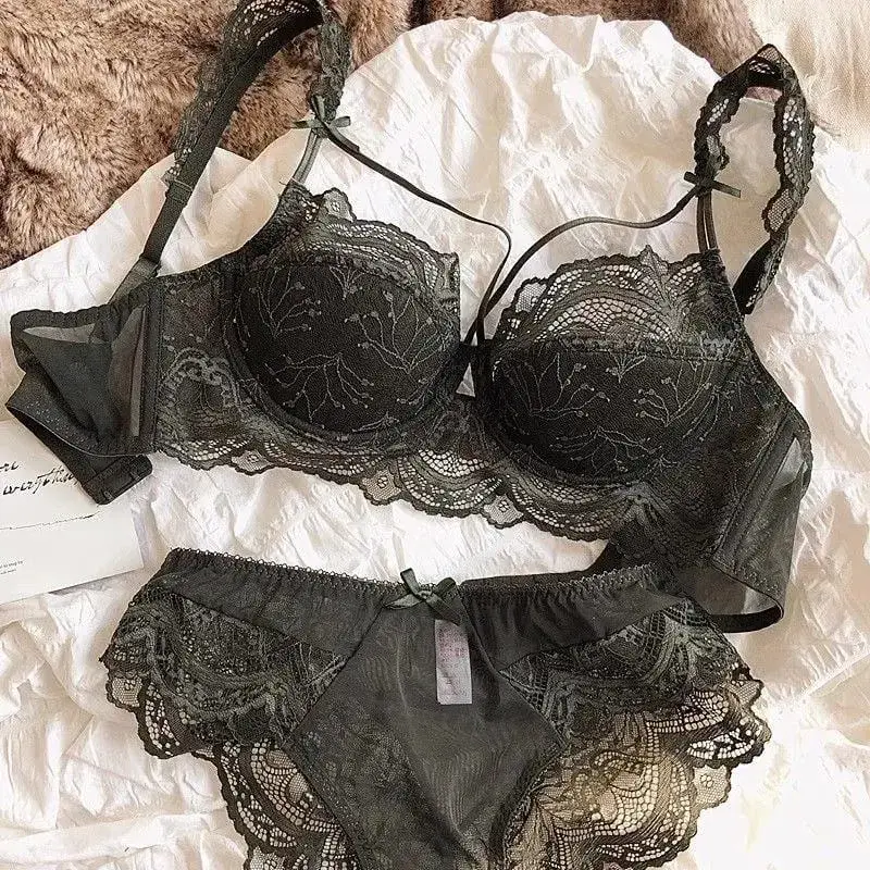French Pure Lace Bralette Petite Melltartó szett AABB Cup eltávolítható pántokkal és vékony push up betétekkel Puha aládrót szexi női