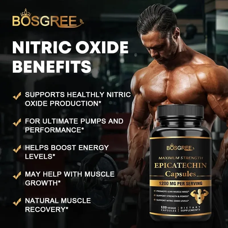 Epicatechin Capsules - Protein Synthesis Athletic Ability Strength and Lean Muscle Support - Carnosine Inhibitors Supplements