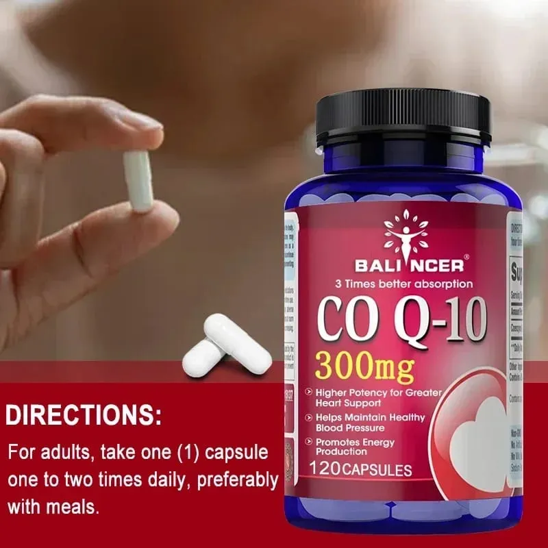 120 Capsules de Coenzyme Q10 fournissent de l'énergie, des vitamines, des aliments de santé, organiques, taux d'absorption Ultra-élevé, COQ10 aide à la santé du sang — image 3