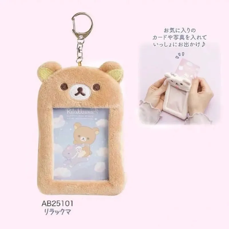 Rilakkuma Plushes ID ผู้ถือบัตรพวงกุญแจอะนิเมะใหม่ Relax Bear หนังสือเดินทาง Key แหวนโรงเรียนรถบัสบัตรธนาคารกระเป๋าจี้ของขวัญ