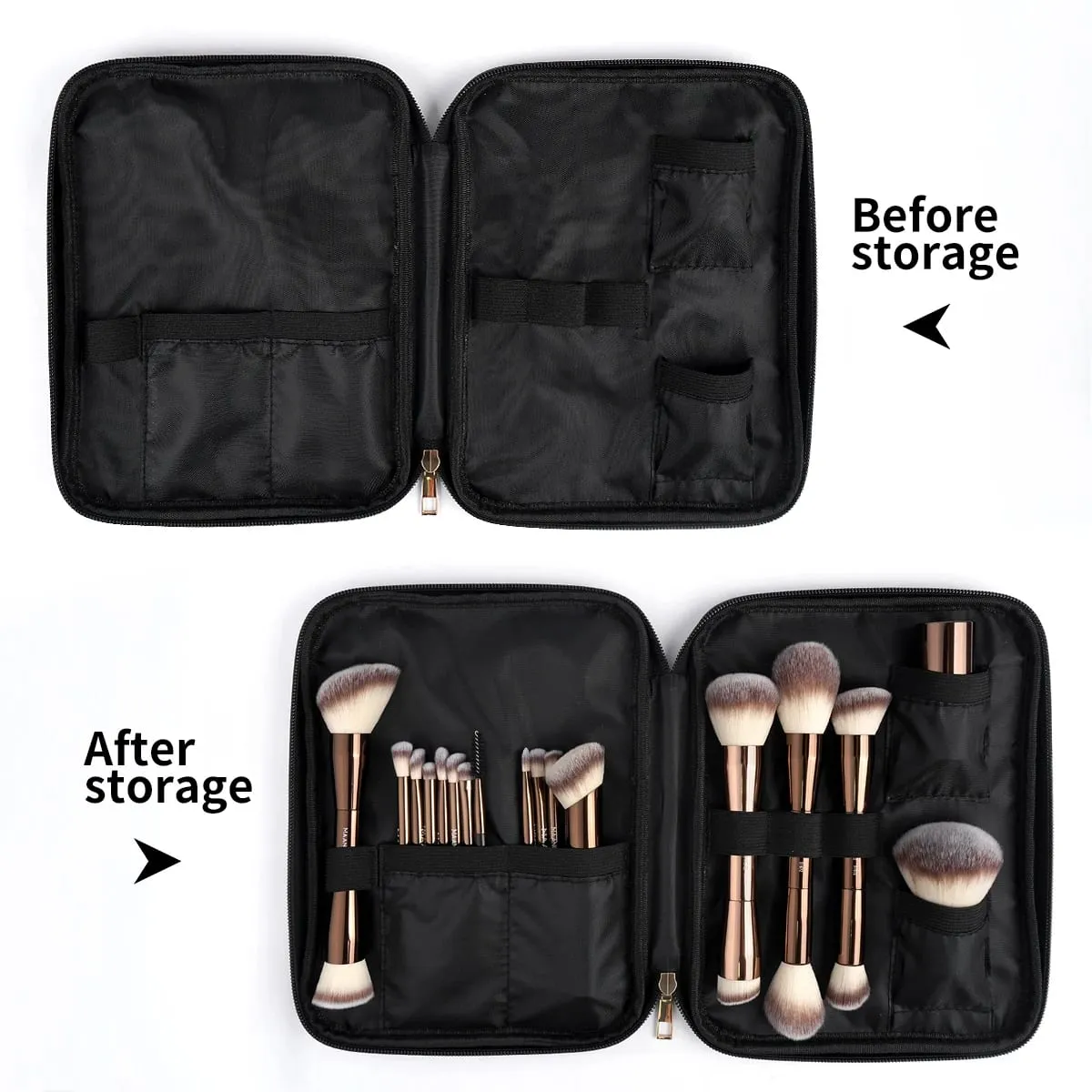Pro Makeup Brush Kit 20pcs Brushes with Storage Bag Dual End Foundation Powder Blush Eyeshadow Brush Beauty Blending Kit
