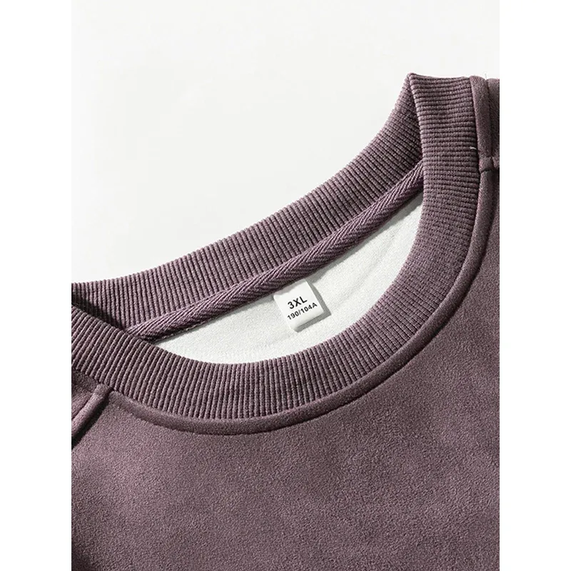 Sweat-shirt à manches longues pour homme, vêtement de marque violet, col rond, Baggy, décontracté, en daim, automne-hiver, 2026 — image 7