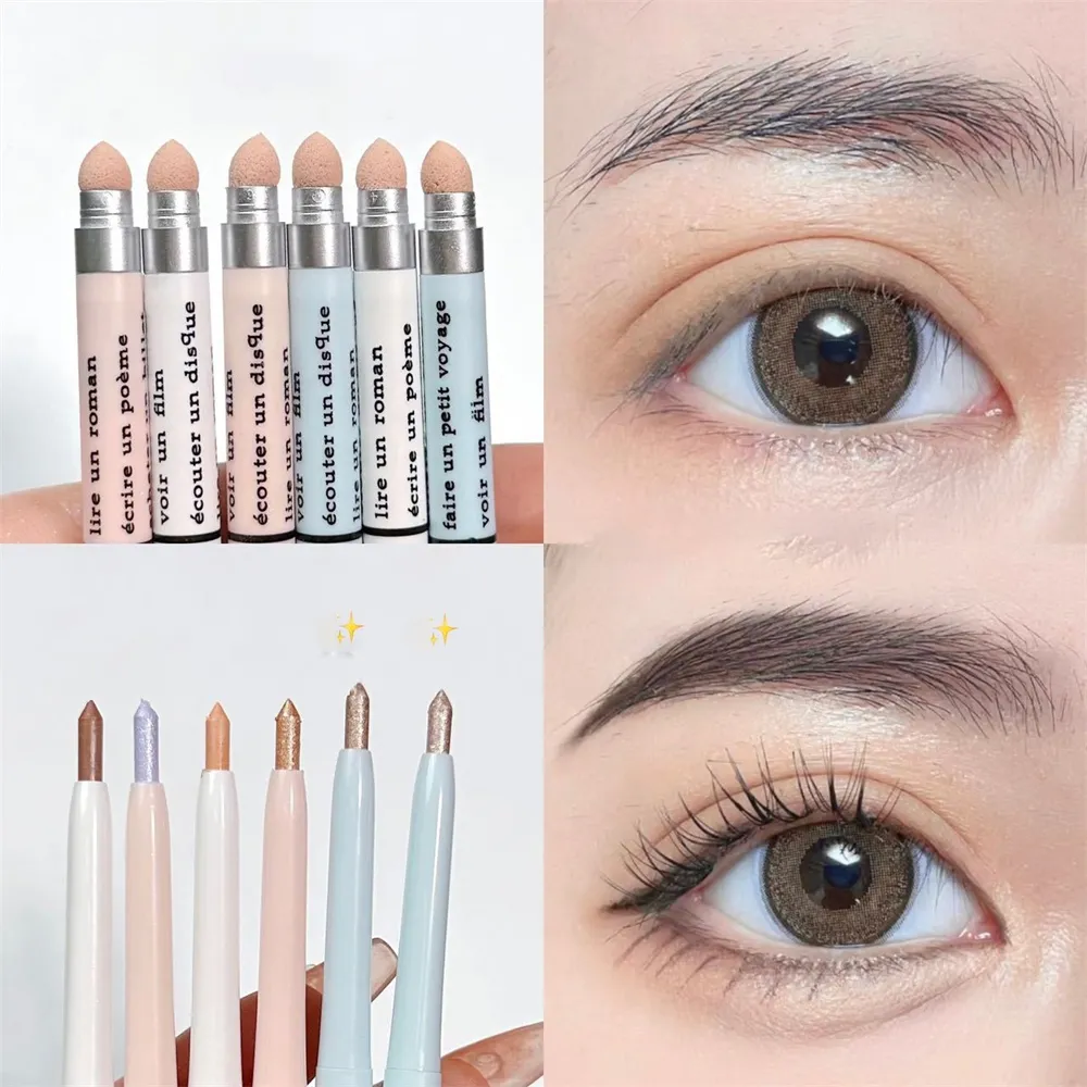 Korean 2 in 1 Lying Silkworm Eyeliner Pen Bionic Shading Glitter Highlighting Instant Big Eye Effect Brighten Eyeshadow Makeup