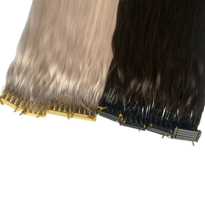Solove Straight 6D-2 Virgin Human Hair Extensions Handmade Seamless Loop Micro Ring Hair Extensions 10-30” 50g/set Natural Color