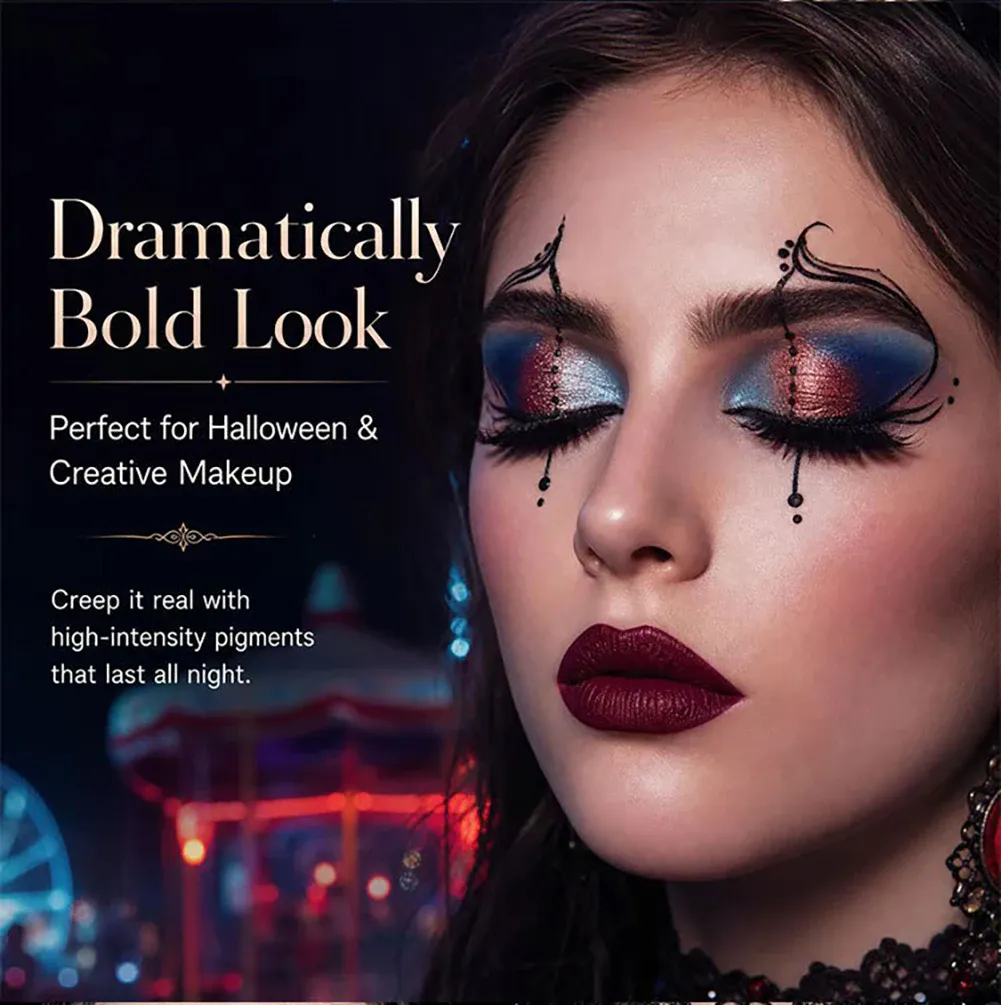 Shimmer Glitter Metallic 9 Colors Halloween Eyeshadow Palette High Pigment Gothic Smoky Eye Shadow Fine Flash Lasting Makeup