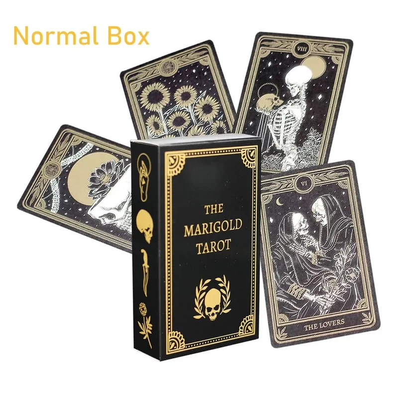 The Marigold Tarot Deck 78pcs Cards Black & Gold Skull Art Tarot Cards Rider-Waite Inspired Divination Deck English Ver. — image 8