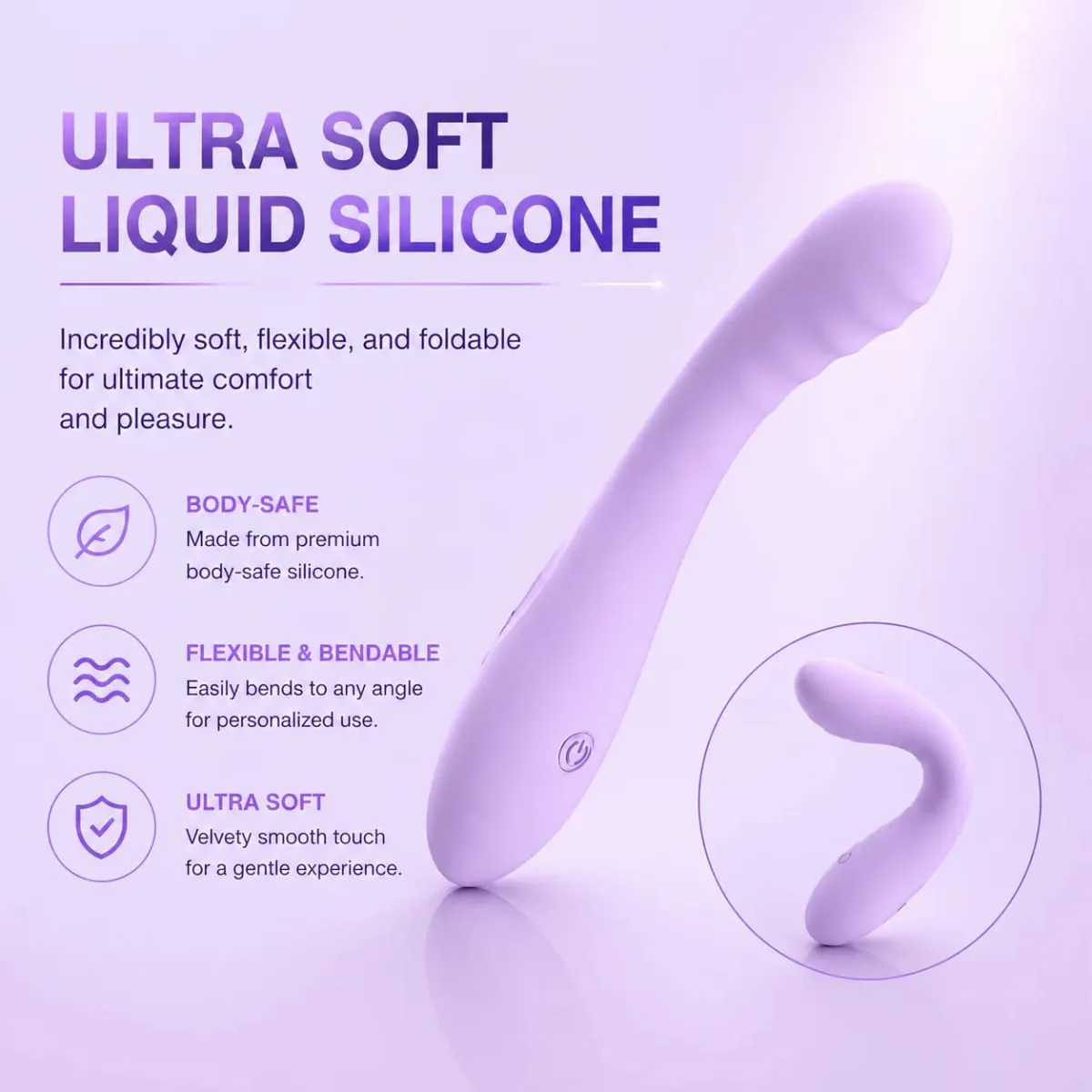Vibrator for Women Ultra Soft Liquid Silicone Skin Friendly Flexible Rechargeable Waterproof Powerful Vibration Massage Sex Toy