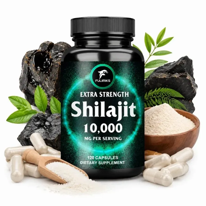 Fulimiks Shilajit 10000mg Caapsules with Pure Himalayan Extract & Fulvic Acid Support Daily Vitality Stamina Overall Health