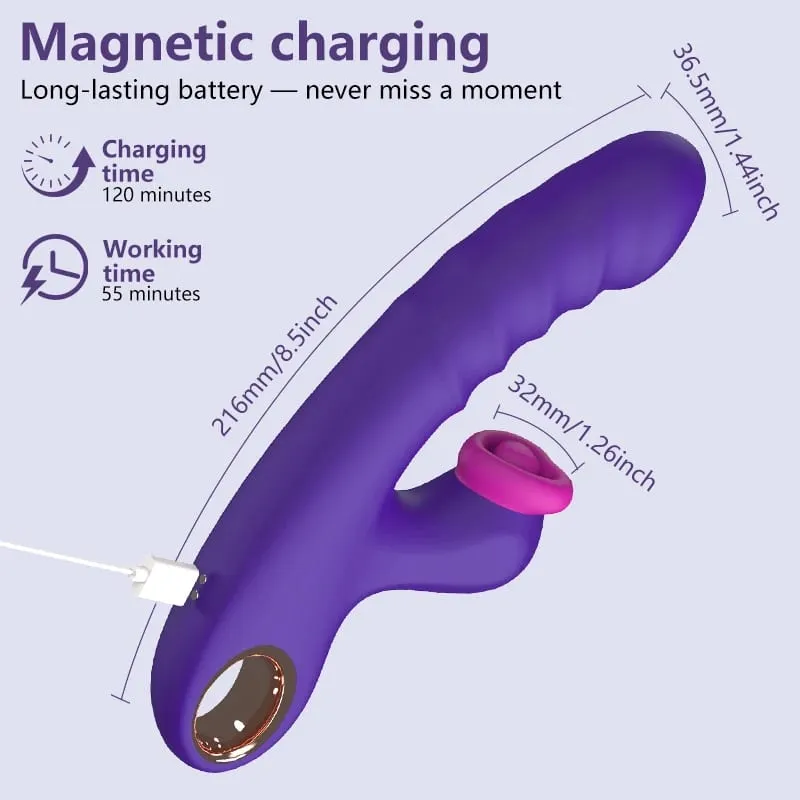 Thrusting Dildo Vibrator Vagina Massager Clitoris Stimulator APP Control 9 Telescopic 9 Flapping Modes 2 in 1 Sex Toys for Women
