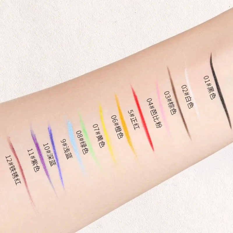 12 farver vandtæt eyeliner Pen Ultra-fin spids flydende eyeliner Langtidsholdbar eyeliner Hurtigtørrende farverig makeup til cosplay — image 6