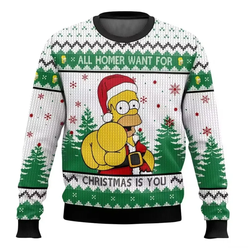 outono e inverno de volta ao futuro suéteres feios de Natal, camisas de anime de desenho animado para homens e mulheres, roupas