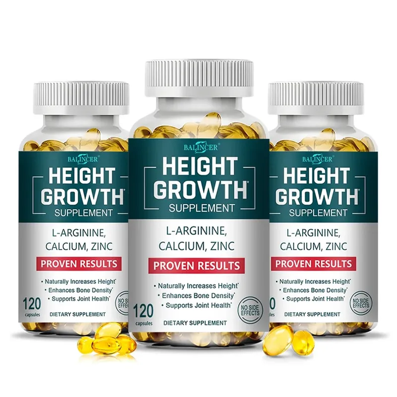 Height Growth Supplements Calcium Vitamin D3 Zinc Bone Strengthening Natural Height Increase for Children Teens Adults