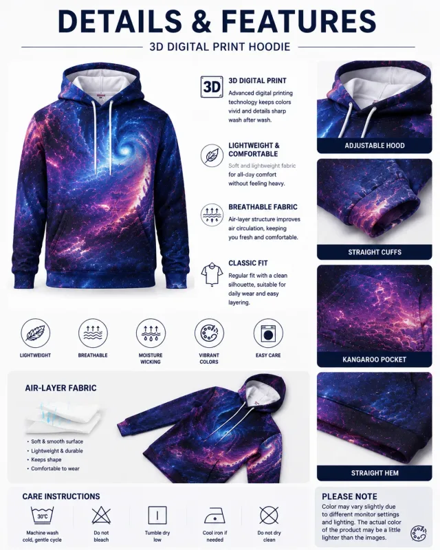 Men's Eagle 3D Printed Hoodie, Lightning Storm Eagle Graphic Sweatshirt, All Over Print Long Sleeve Pullover Streetwear
