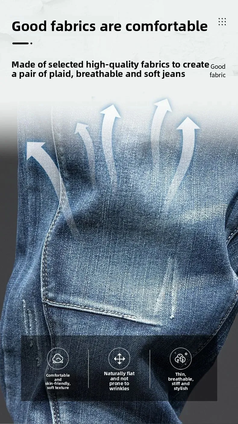 Skarvning Elastisk Stor storlek Lös elastiska jeans Herr Höst Koreansk Trend Byxor Herr Harlan Denim Byxor Herr Bootcut Jeans