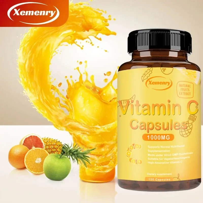 Vitamin C Capsules 1000mg - Immune System and Collagen Booster Skin Health Antioxidant Supplements — image 1