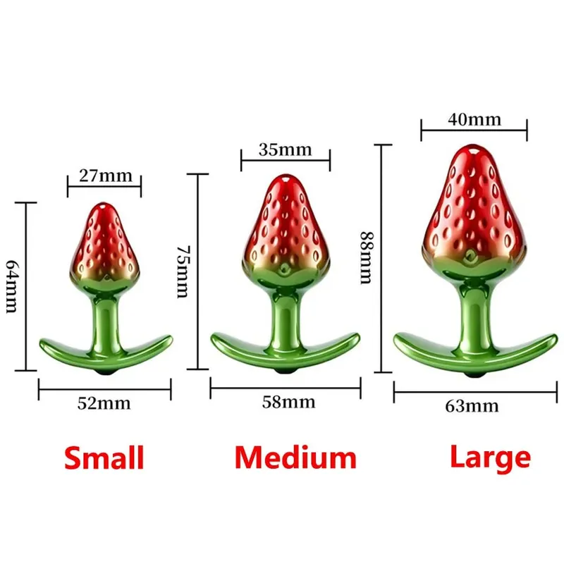 Strawberry Metal Anal Beads Butt Plug Set Small Medium Large Wearable Anal Plug Jewelry Anal Sex Toy For Man Woman — image 10