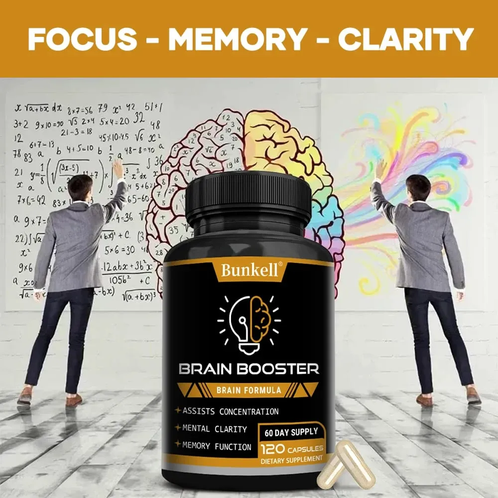Brain Health Supplement - with Ginkgo Biloba Vitamin B12 Help Improve Cognitive Function and Memory Protect Nerve Cells