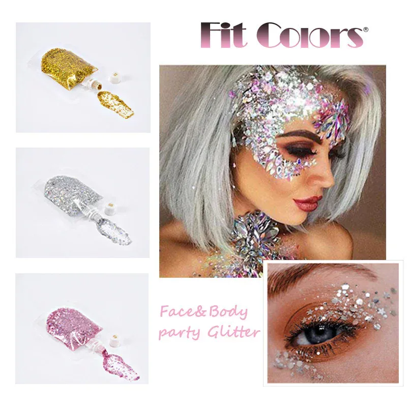 40ML Face Eye Glitter Sequin Gel Cream Stage Party Shimmer Gel Colorful Makeup Body Lips Hair Nail Cosmetic Festival Eyeshadow