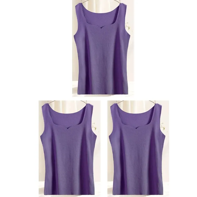 3pcs Women Thermal Tops Girls Traceless Solid Color Vest Base Layer Warm Tank Top Autumn Winter Female Sexy Slim Camisole — image 14