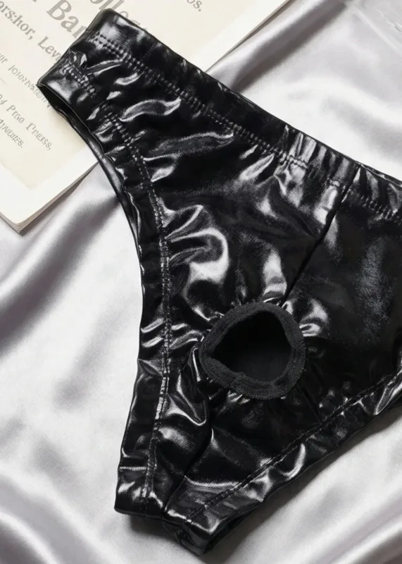 1ks pánské PU kožené trojúhelníkové kalhoty, rozkrokové duté sexy trojúhelníkové spodní prádlo, boxerské fitness, novinka pro dospělé, sladký dárek