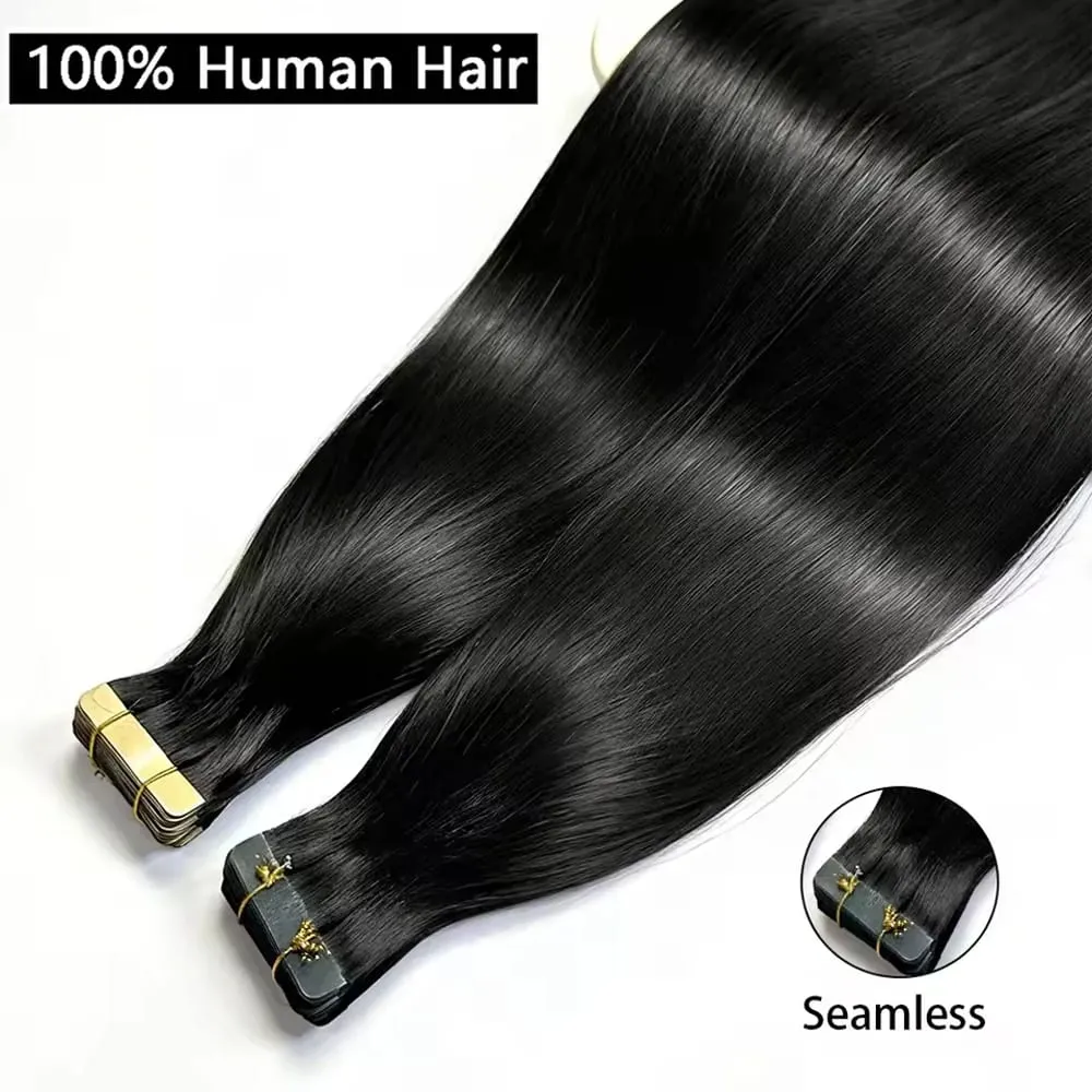 16A Tape In Hair Extension 100% Human Hair Straight Brown 4A# Seamless Invisible Tape In Human Hair Extensions 63 Pcs-150g 16 18 20 22 Inch Colored Remy