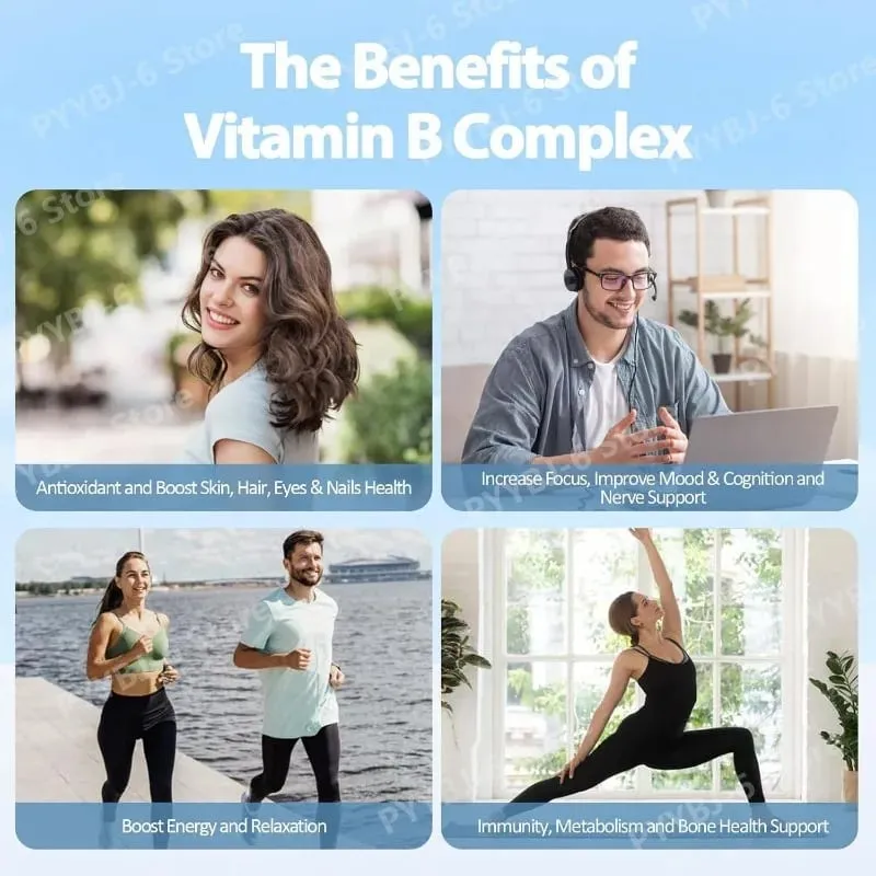 Vitamin B Complex Plus13-in-1 120Vegan Capsules Energy Support Immune Health Nerve Function Skin Wellness Antioxidant Supplement