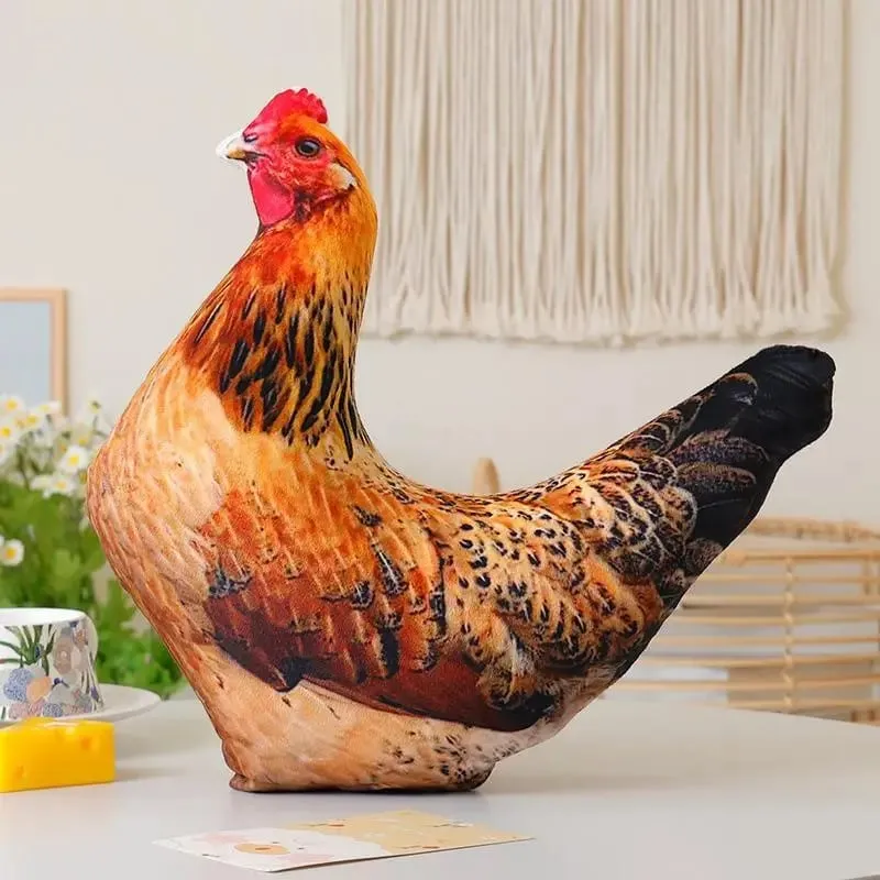 【BS】Lifelike Rooster Plush Throw Pillow Vivid 3D Print Soft Fluffy For Home Sofa Decor Kids Gift Animal Room Decor