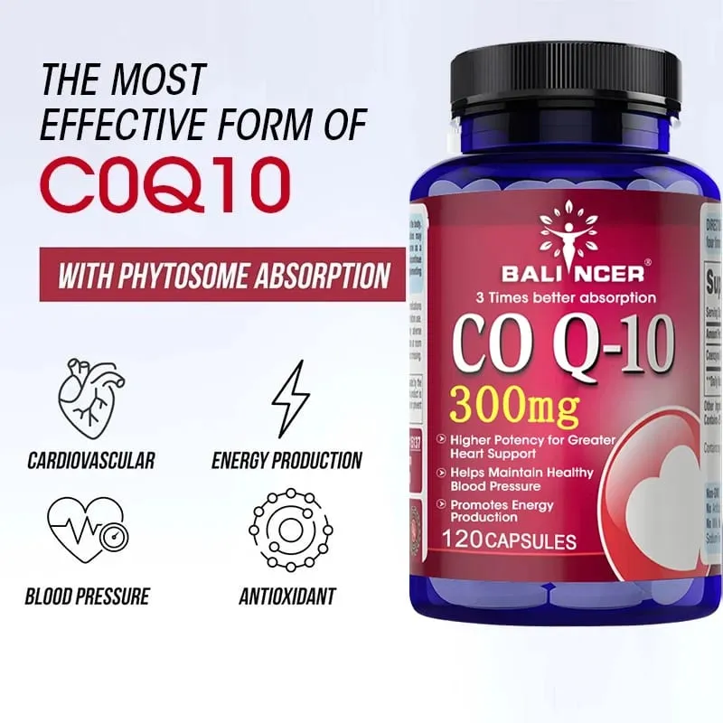 120 Capsules de Coenzyme Q10 fournissent de l'énergie, des vitamines, des aliments de santé, organiques, taux d'absorption Ultra-élevé, COQ10 aide à la santé du sang — image 1