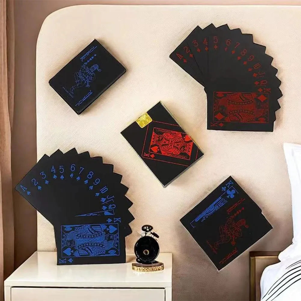 Playing Cards Game Poker Cards Board Child Kid Toy Waterproof Plastic PVC Black Blue Red Yellow Green Deck Card High-end Classy