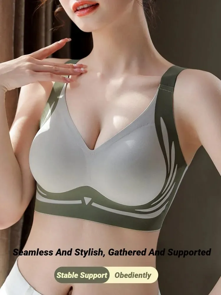 Kadın Push Up Sütyen Dikişsiz Rahat Melek Kanatları Seti Trendy Yumuşak nefes alan iç çamaşırı Kadın Hiçbir Tel Iç Çamaşırı Artı Boyutu