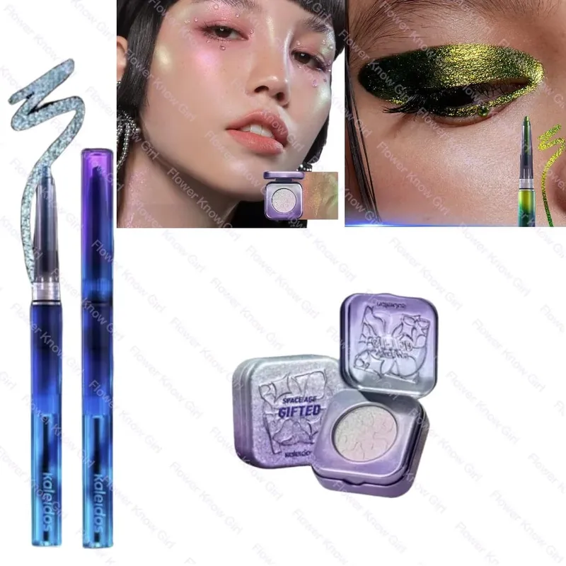 Kaleidos Chameleon Face Eye Makeup Set Gel Eyeliner Pencil Chameleon Eyeshadow Highlighter Chrome Glitter Diamond Powder