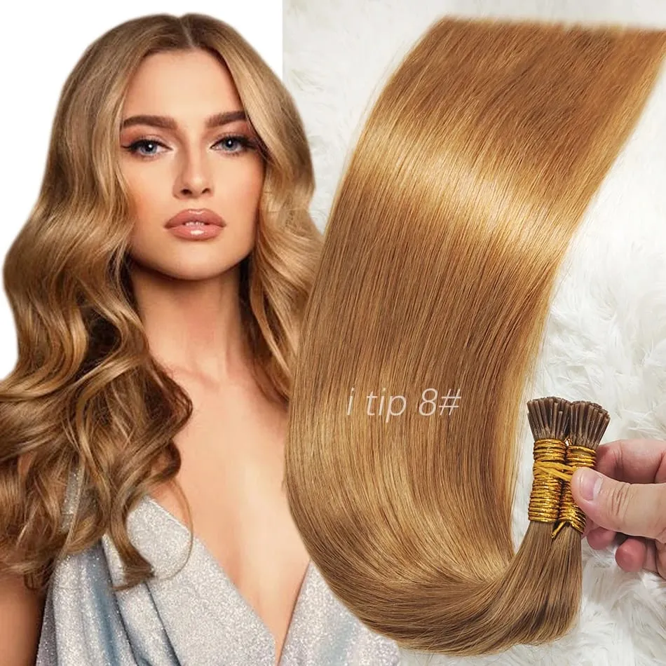 Human Hair I Tip 100% Human Hair Extensions Keratin Straight Brazilian Remy Human Hair Natural Capsule Hair Extension 30 Inch